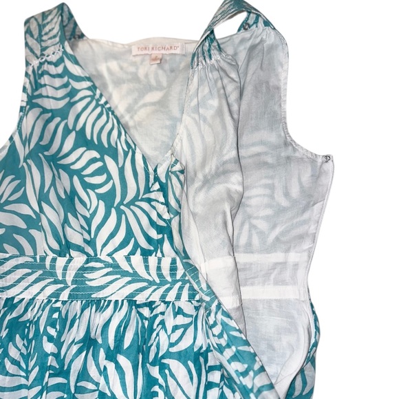 Tori Richard Women’s 100% Cotton Sleeveless Teal & White Hawaiian Dress ~ Size 2 - Picture 4 of 8